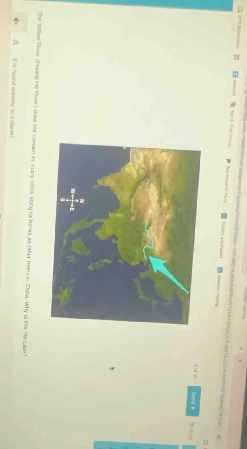 the yellow river (huang he river) does not contain as many cities along…