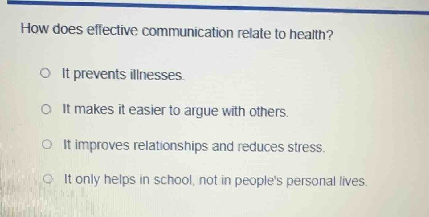 how does effective communication relate to health? it prevents illnesse…
