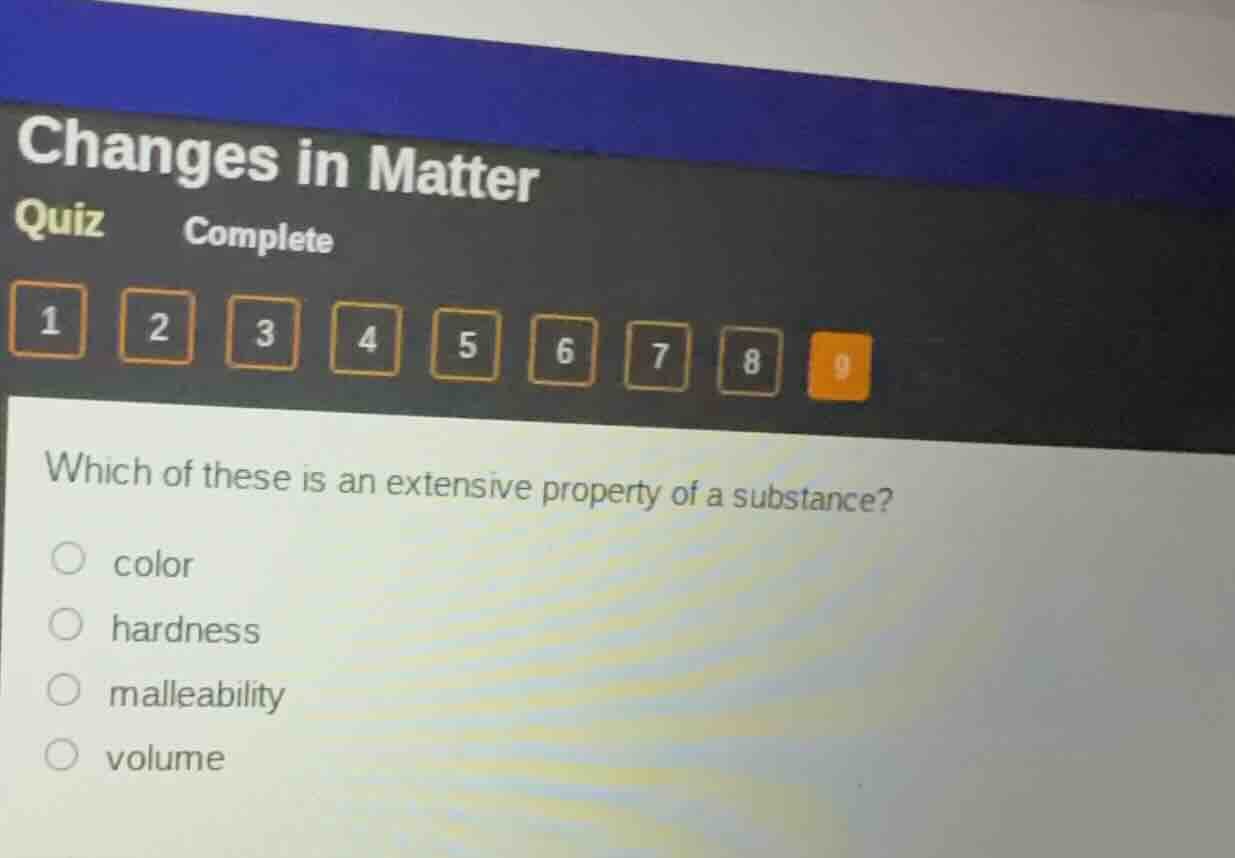 changes in matter quiz complete 1 2 3 4 5 6 7 8 9 which of these is an …