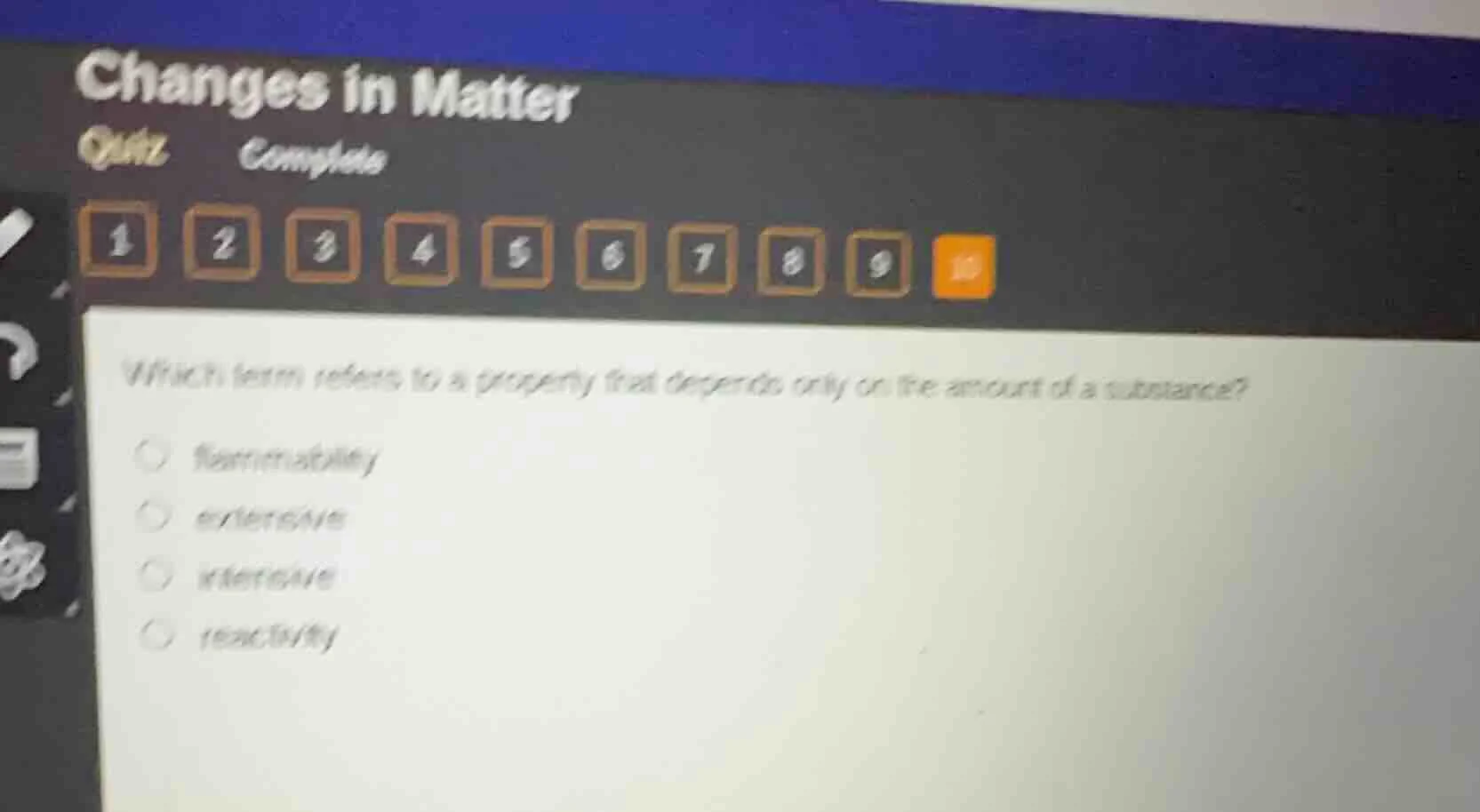 changes in matter quiz complete 1 2 3 4 5 6 7 8 9 10 which term refers …