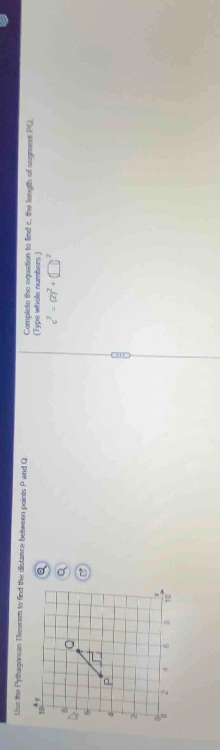 use the pythagorean theorem to find the distance between points p and q…