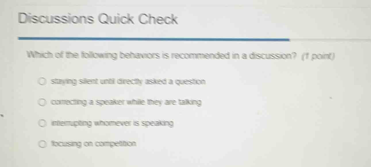 discussions quick check which of the following behaviors is recommended…