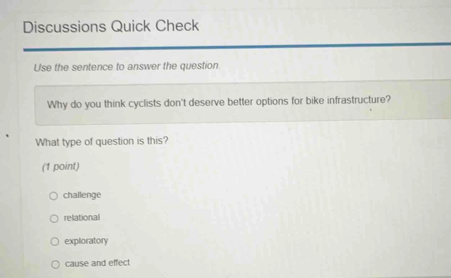 discussions quick check use the sentence to answer the question. why do…