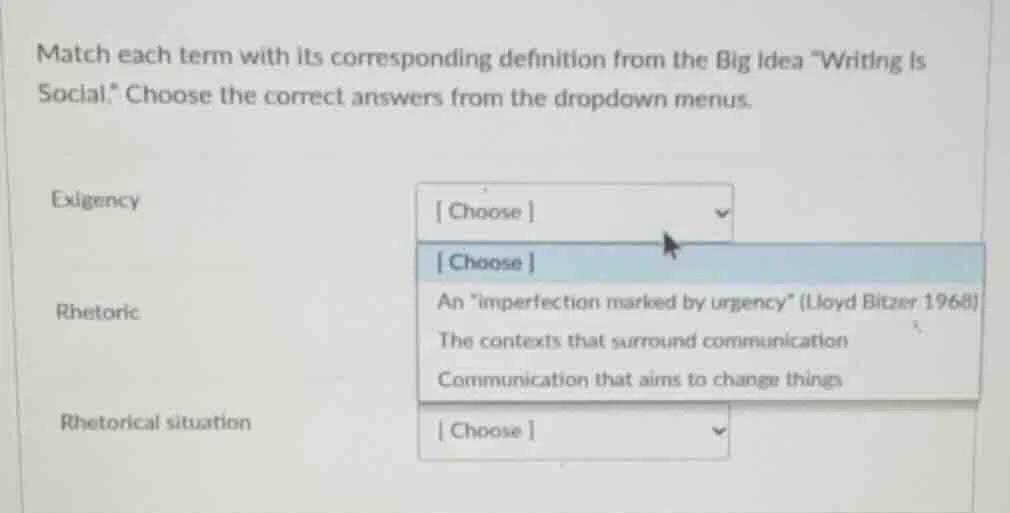 match each term with its corresponding definition from the big idea \wr…