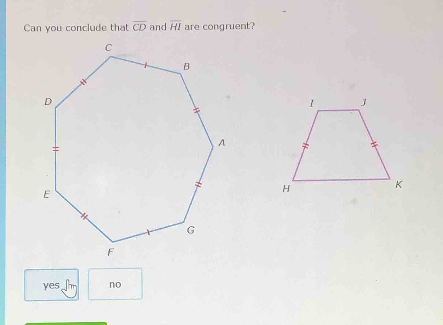 can you conclude that \\(\\overline{cd}\\) and \\(\\overline{hi}\\) are…