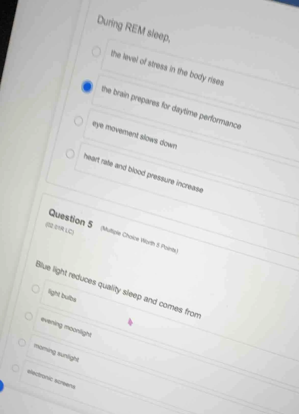 during rem sleep, the level of stress in the body rises the brain prepa…