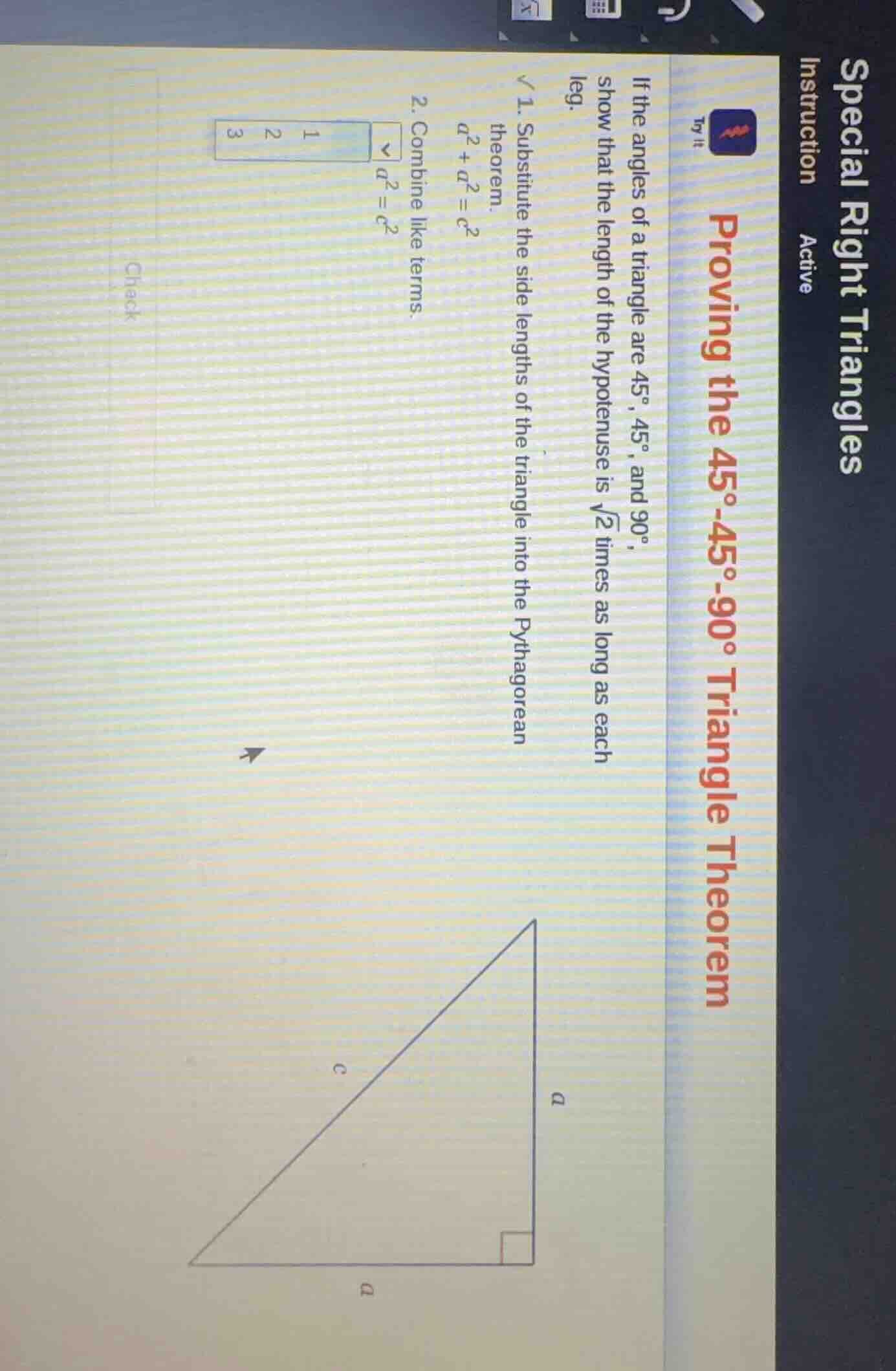special right triangles instruction active proving the 45°-45°-90° tria…