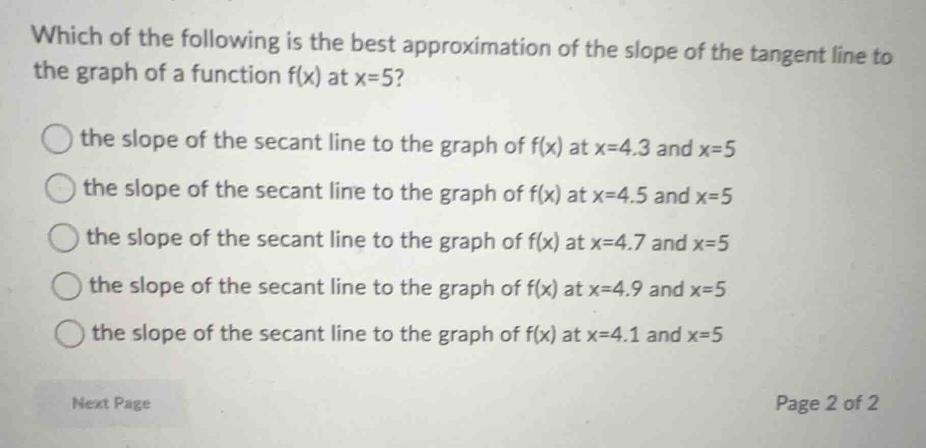 which of the following is the best approximation of the slope of the ta…