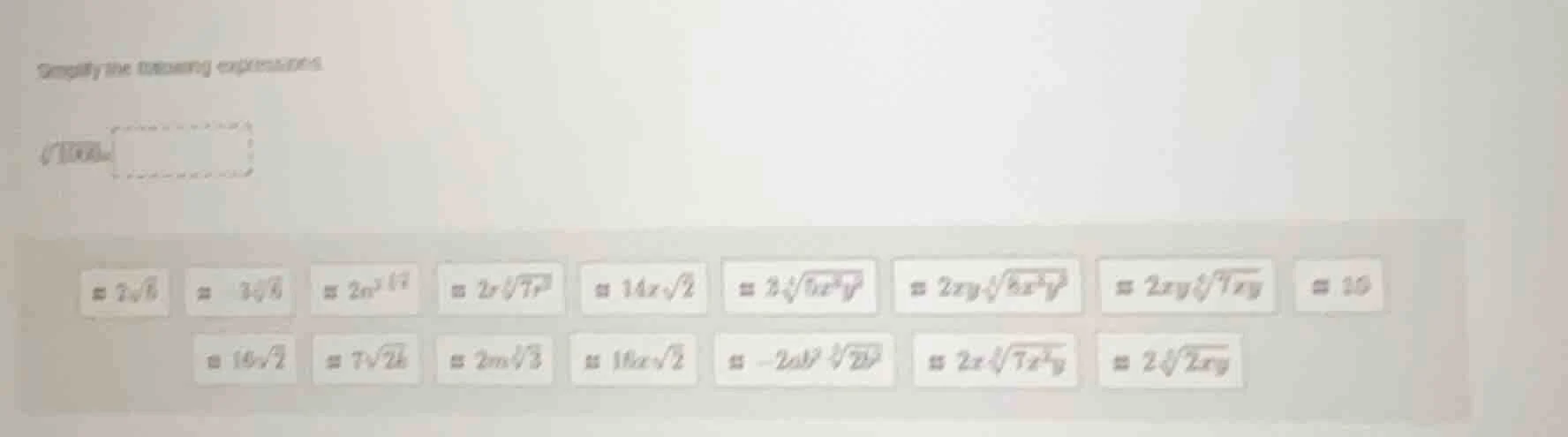 simplify the following expressions