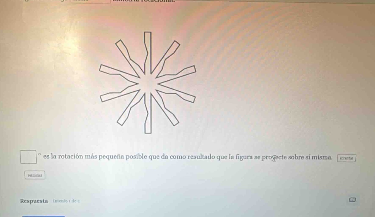 □° es la rotación más pequeña posible que da como resultado que la figu…
