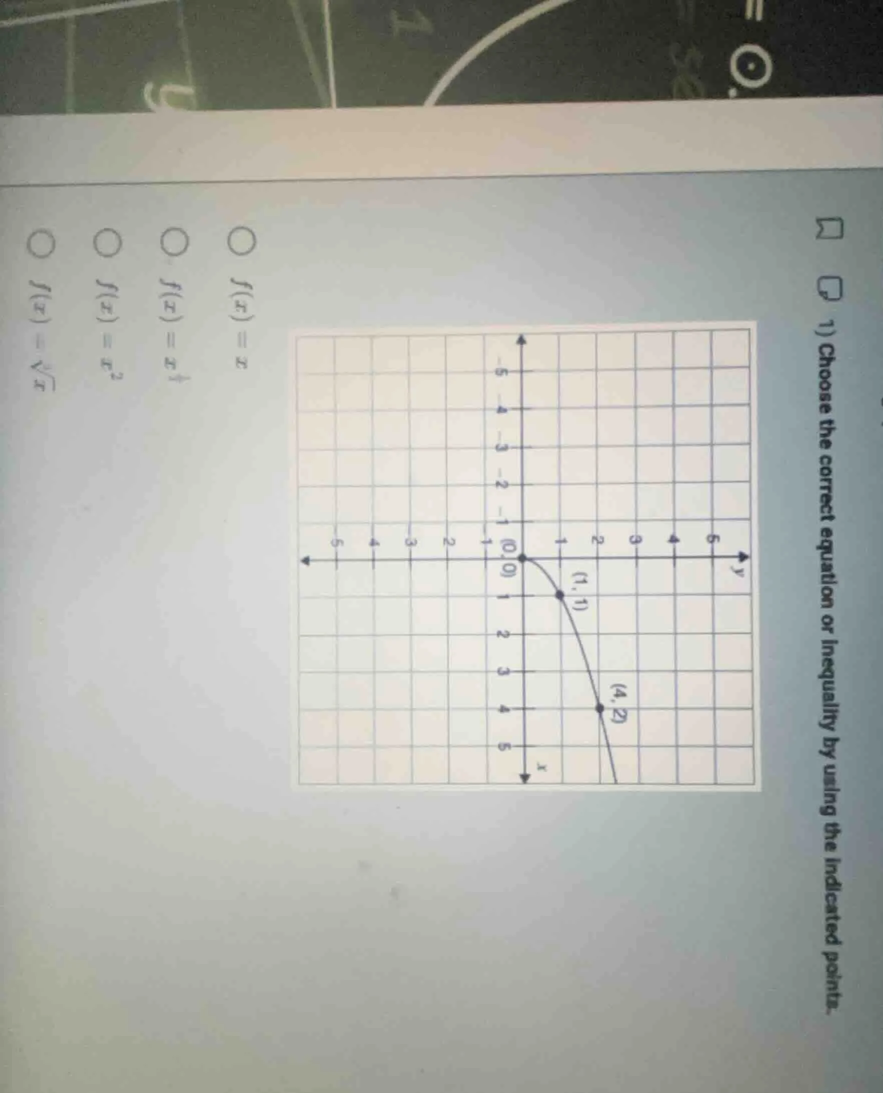 1) choose the correct equation or inequality by using the indicated poi…