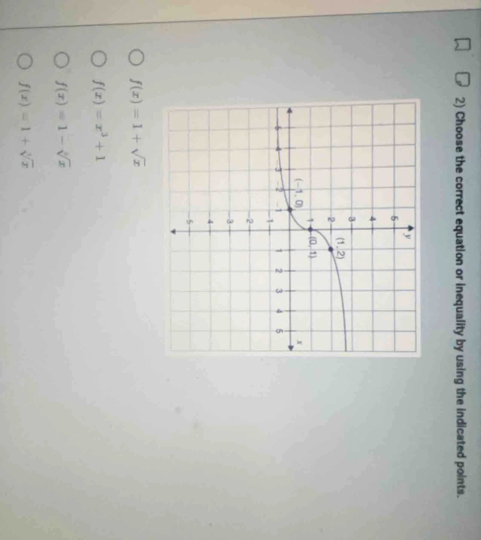 2) choose the correct equation or inequality by using the indicated poi…