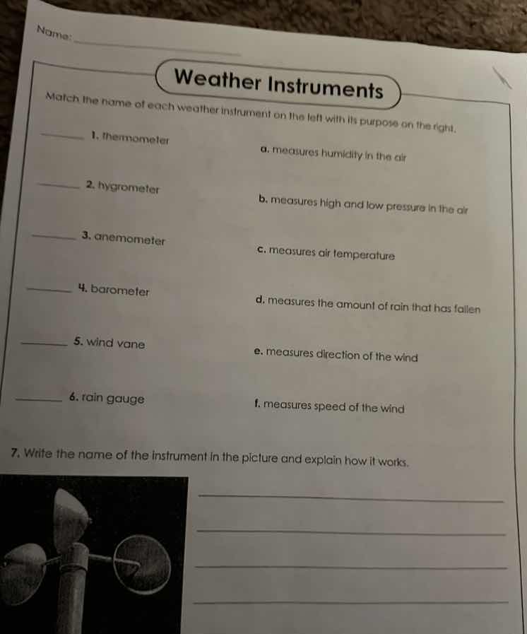 name: weather instruments match the name of each weather instrument on …