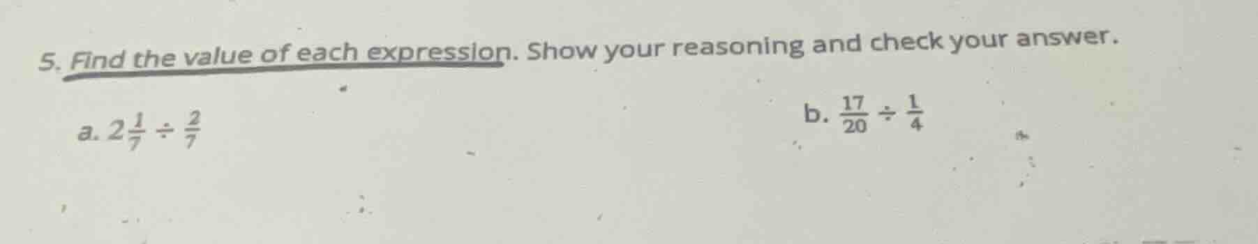 5. find the value of each expression. show your reasoning and check you…