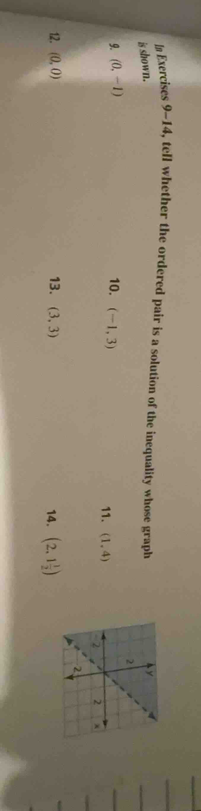 in exercises 9–14, tell whether the ordered pair is a solution of the i…