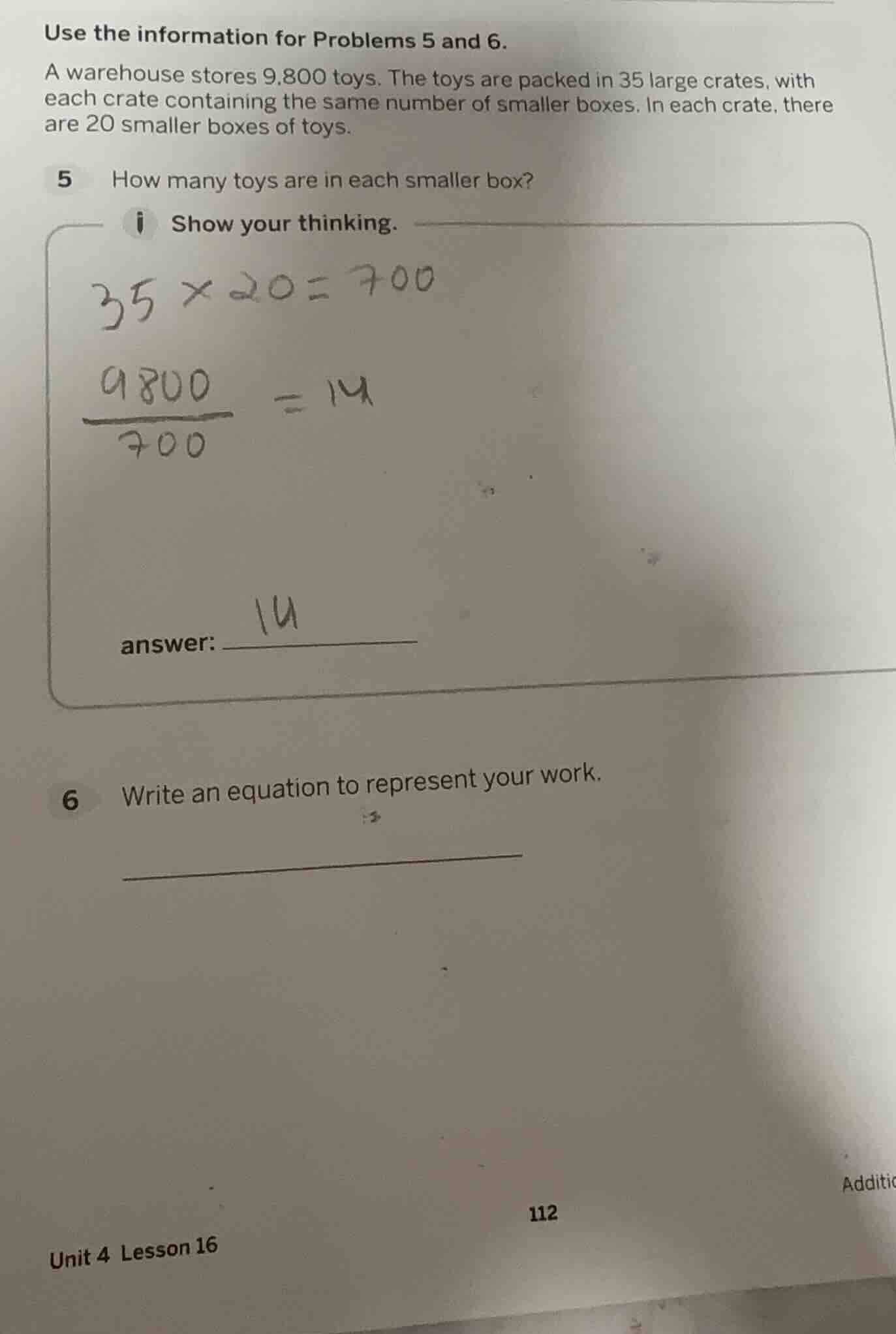 use the information for problems 5 and 6. a warehouse stores 9,800 toys…