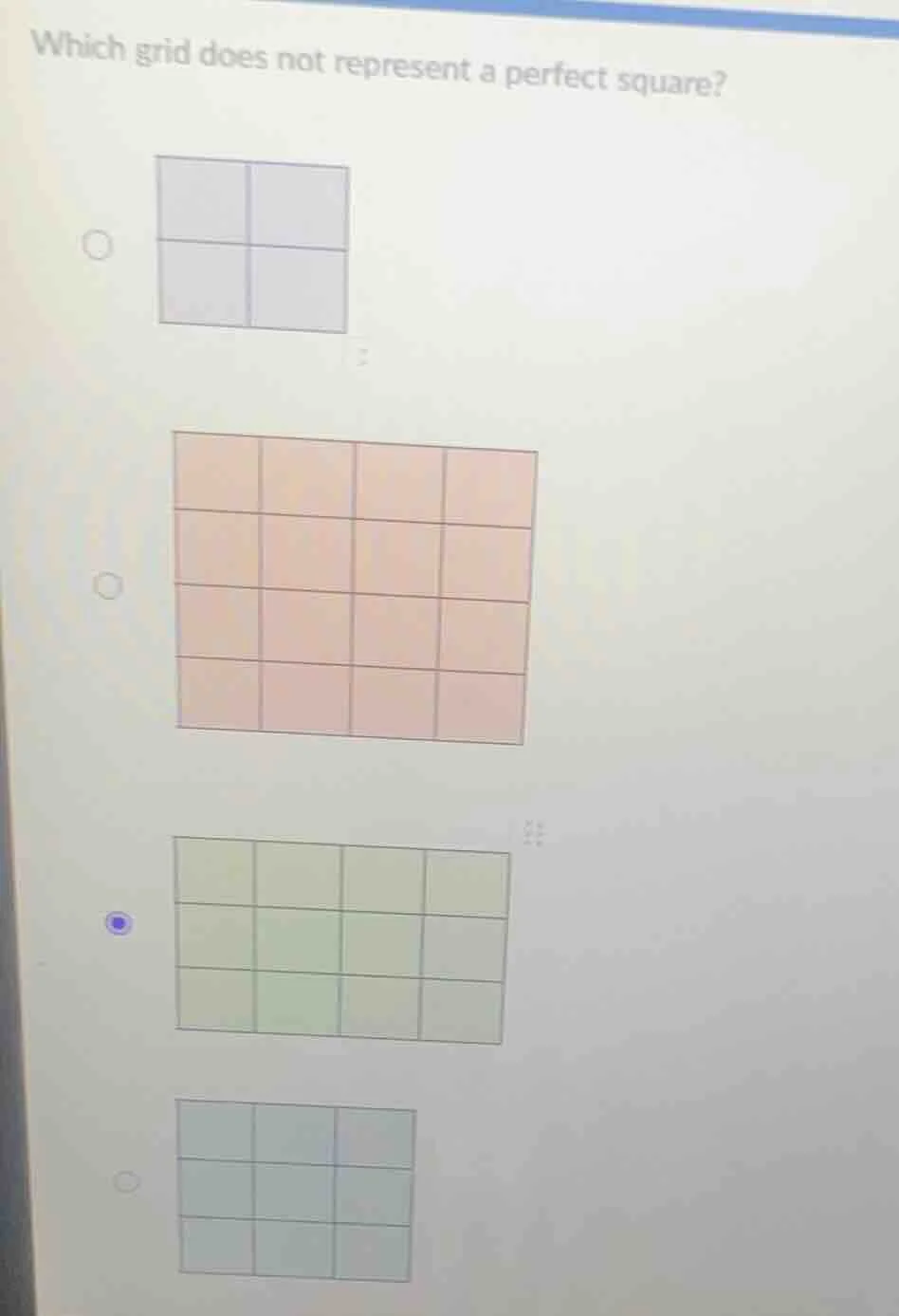 which grid does not represent a perfect square?