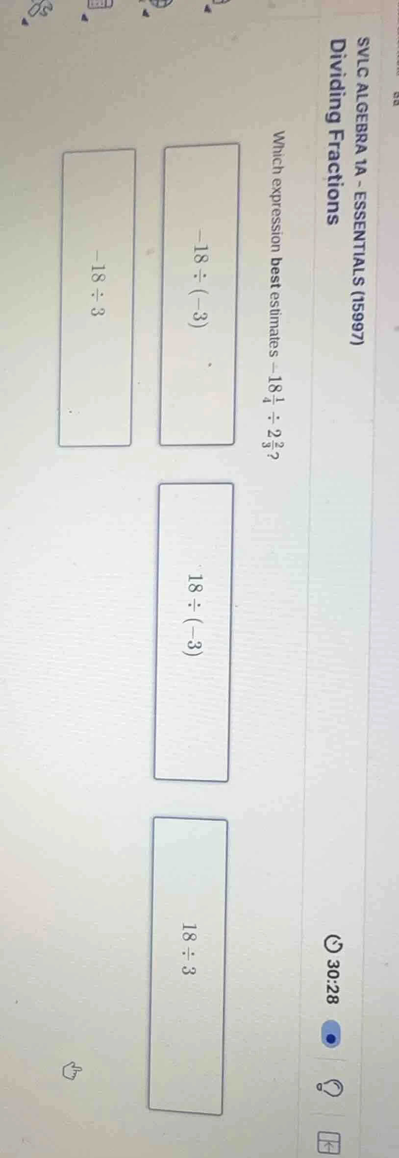 svlc algebra 1a - essentials (15997) dividing fractions which expressio…