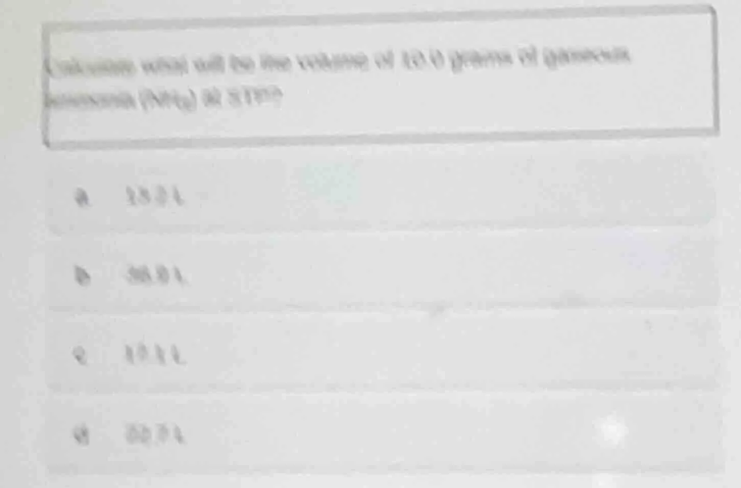 calculate what will be the volume of 17.0 grams of ammonia (nh₃) at stp?