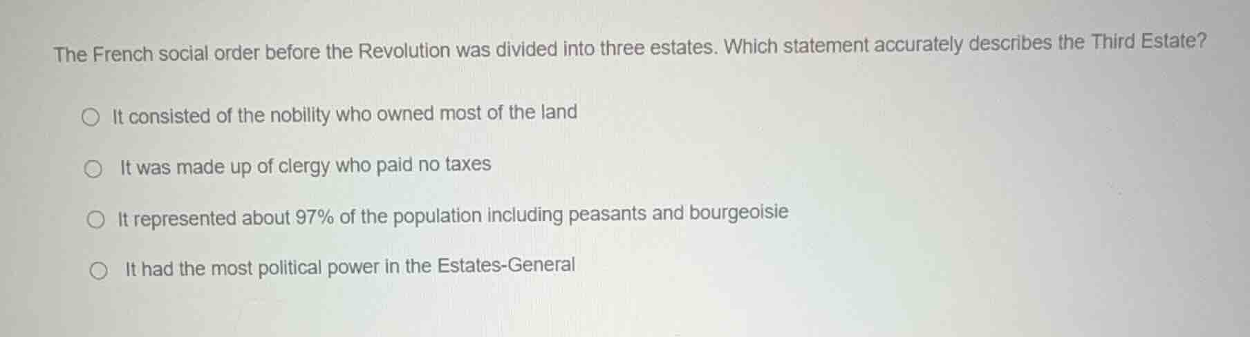 the french social order before the revolution was divided into three es…