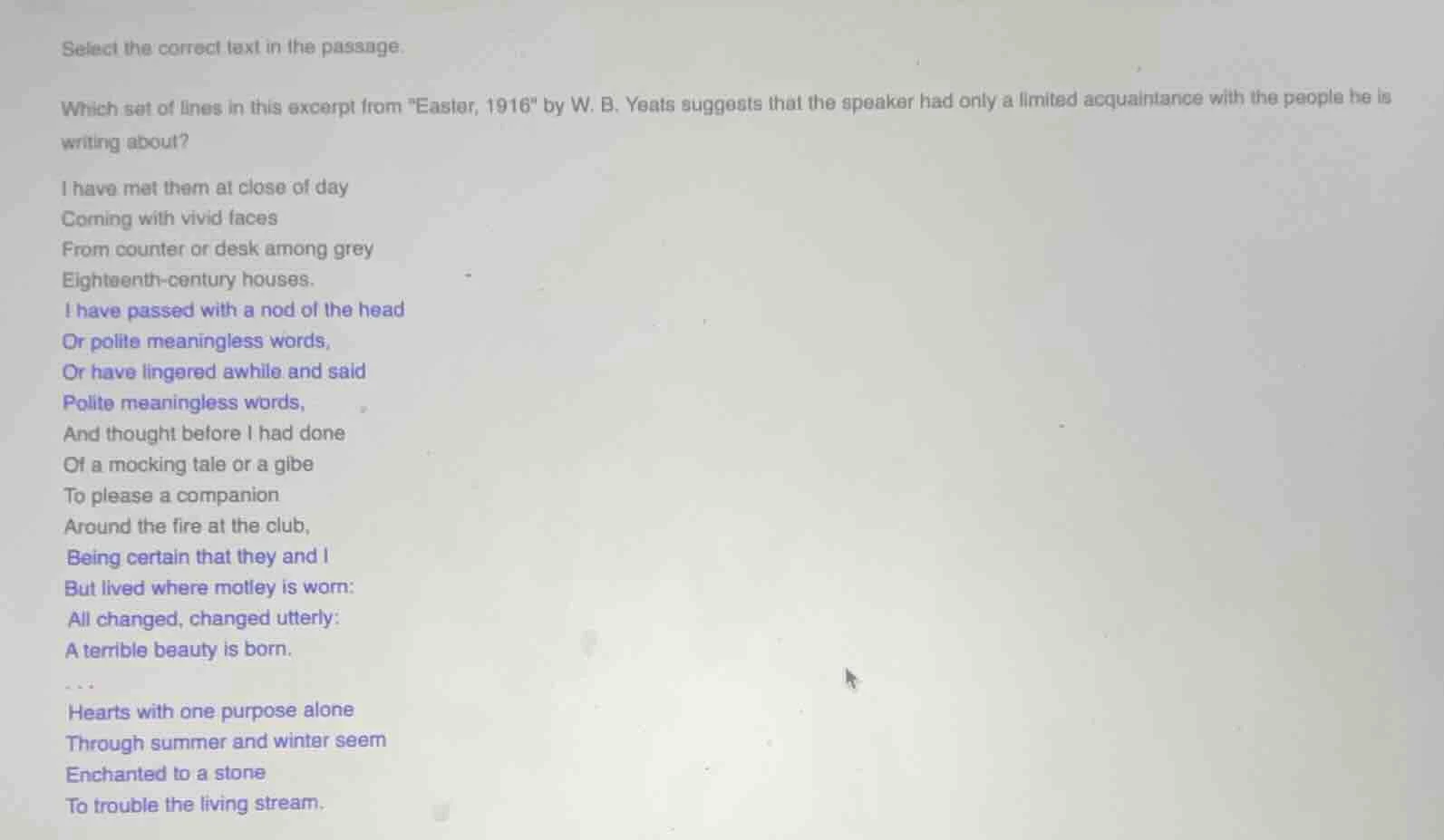 select the correct text in the passage. which set of lines in this exce…