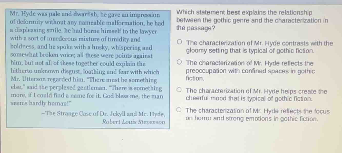 mr. hyde was pale and dwarfish, he gave an impression of deformity with…