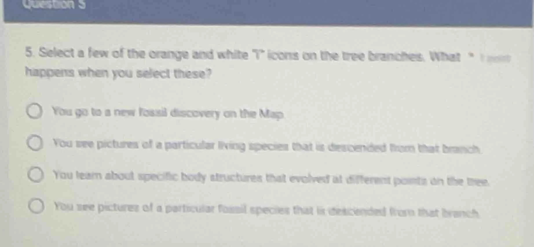 5. select a few of the orange and white t icons on the tree branches. w…