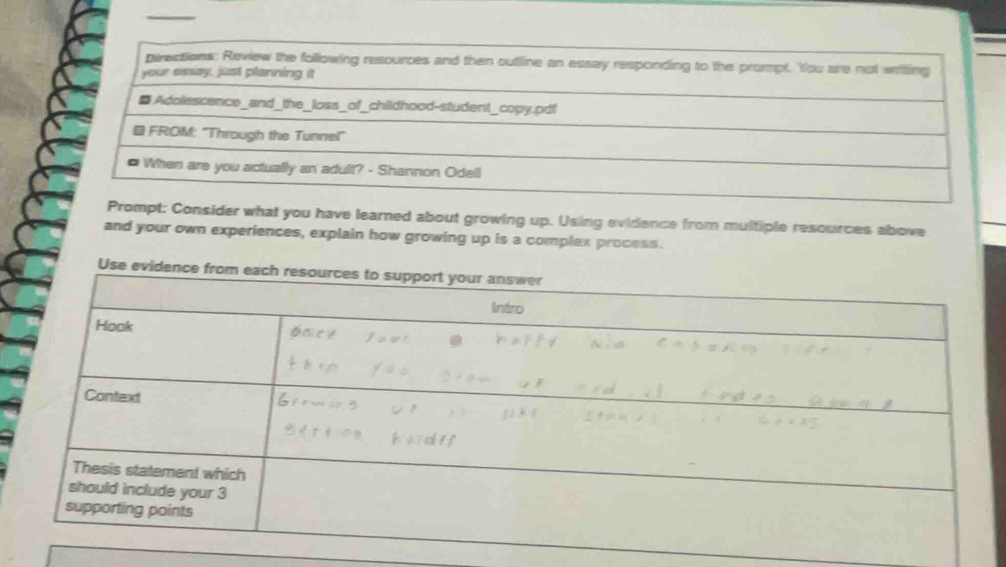 directions: review the following resources and then outline an essay re…