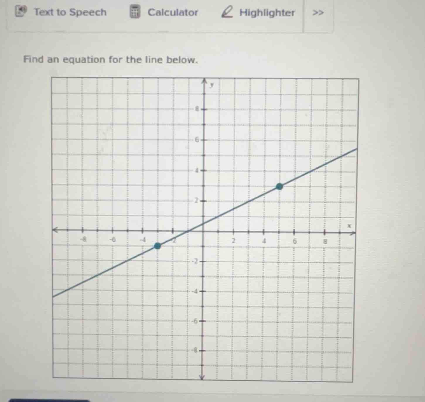 find an equation for the line below.