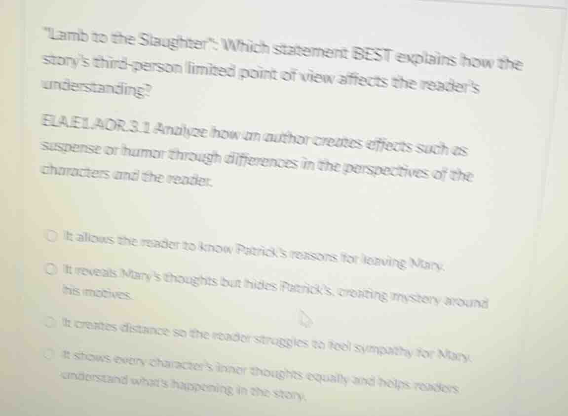 \lamb to the slaughter\: which statement best explains how the storys t…