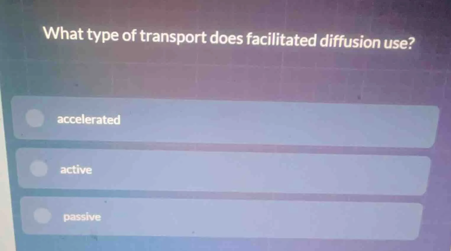 what type of transport does facilitated diffusion use? accelerated acti…