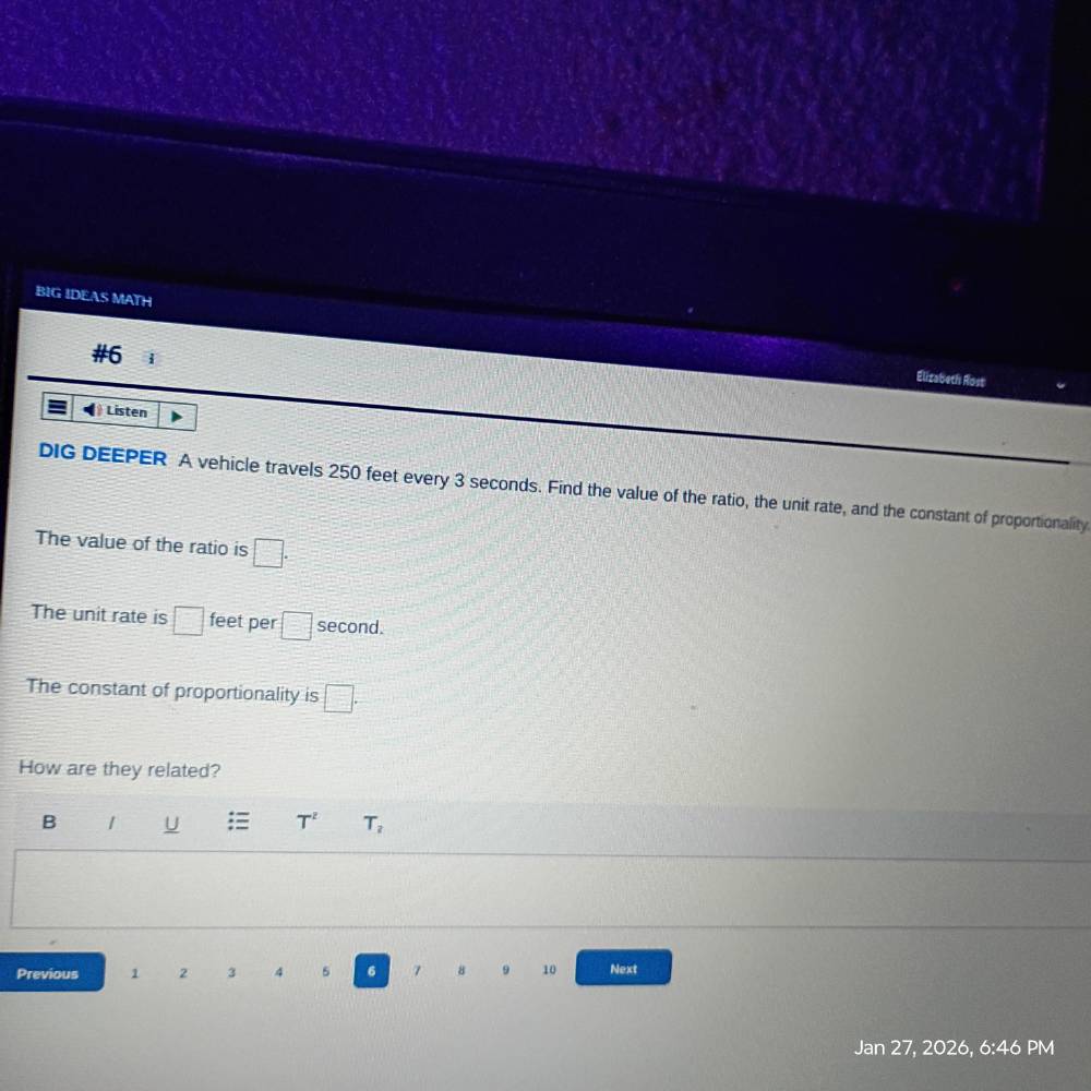 big ideas math #6 elizabeth rost listen dig deeper a vehicle travels 25…