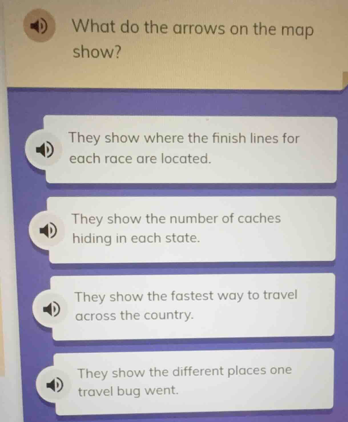 what do the arrows on the map show? they show where the finish lines fo…