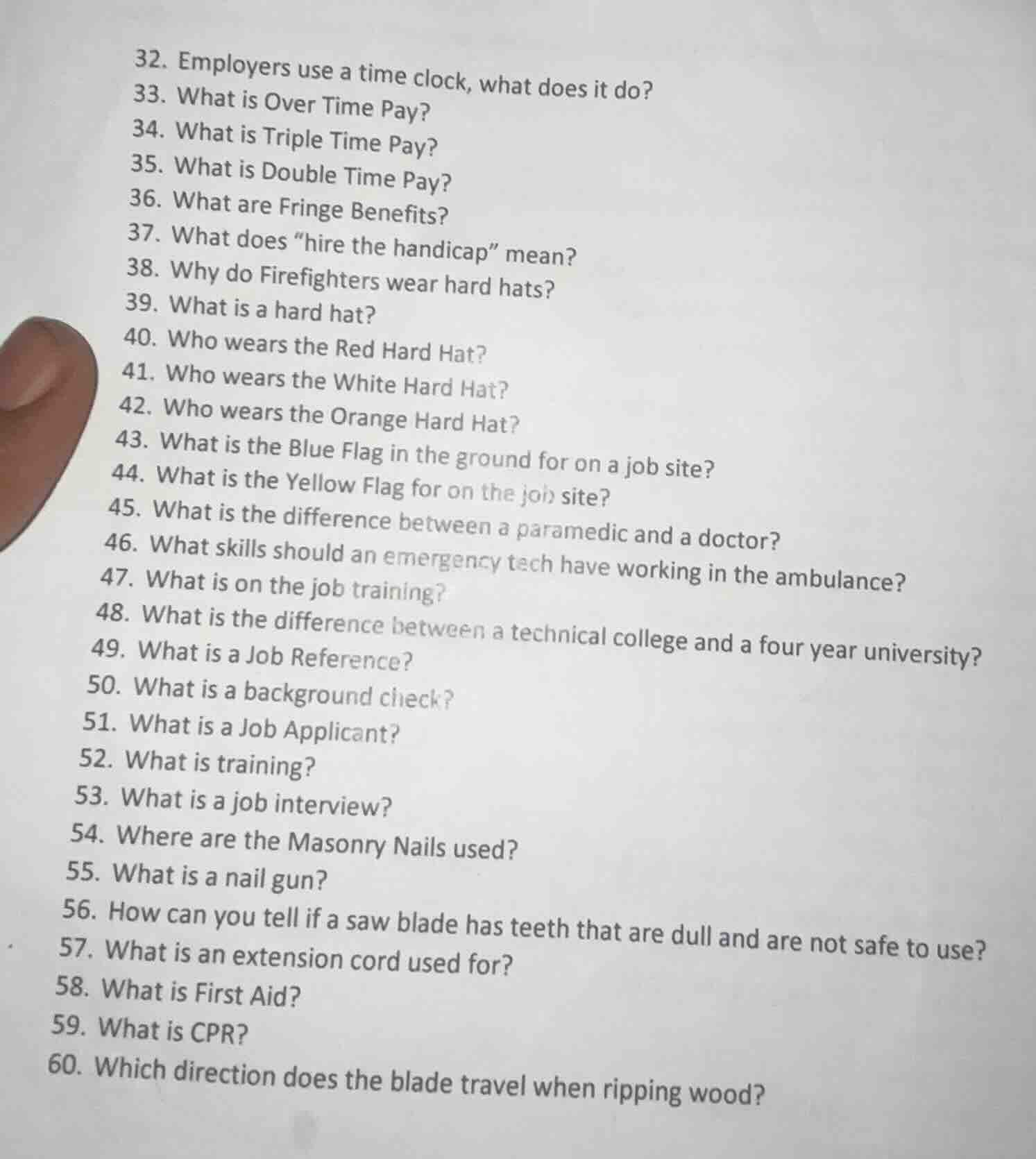 32. employers use a time clock, what does it do? 33. what is over time …