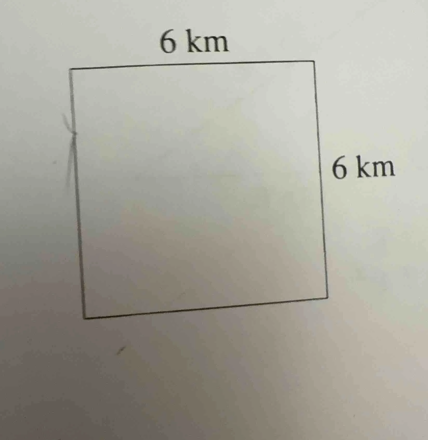 6 km (with a square figure having side length 6 km)