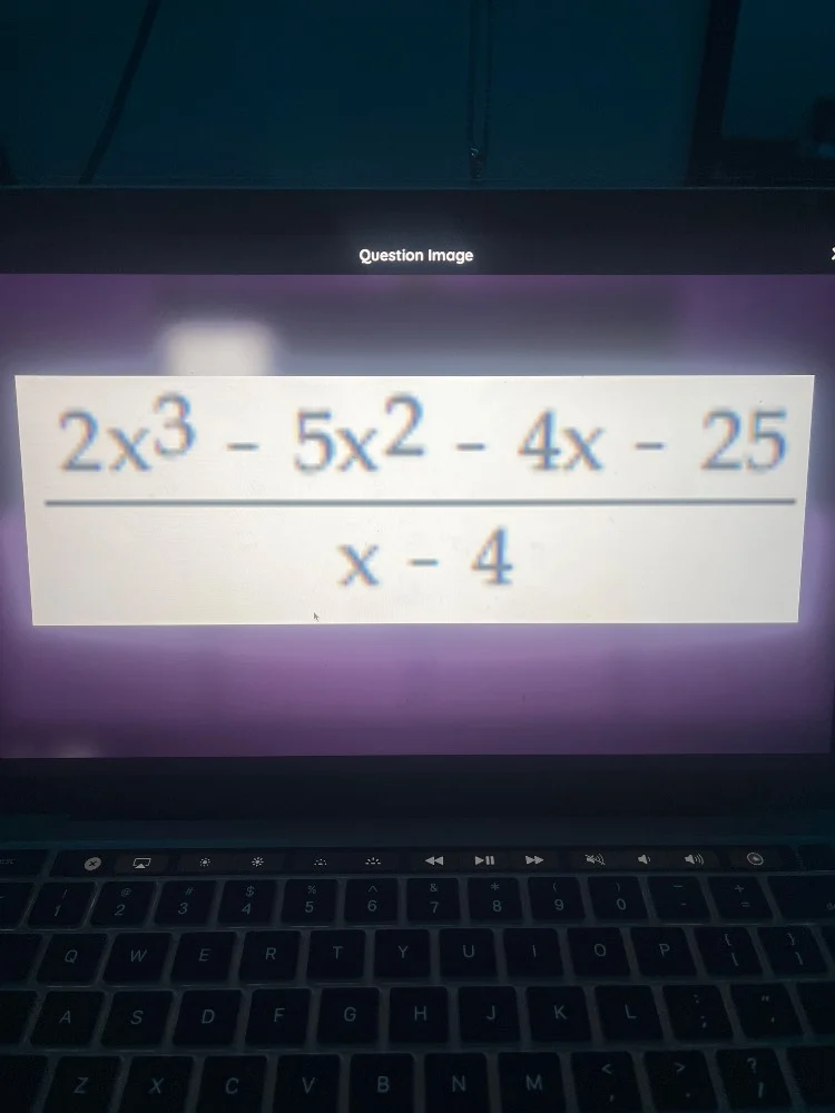 (dfrac{2x^3 - 5x^2 - 4x - 25}{x - 4})