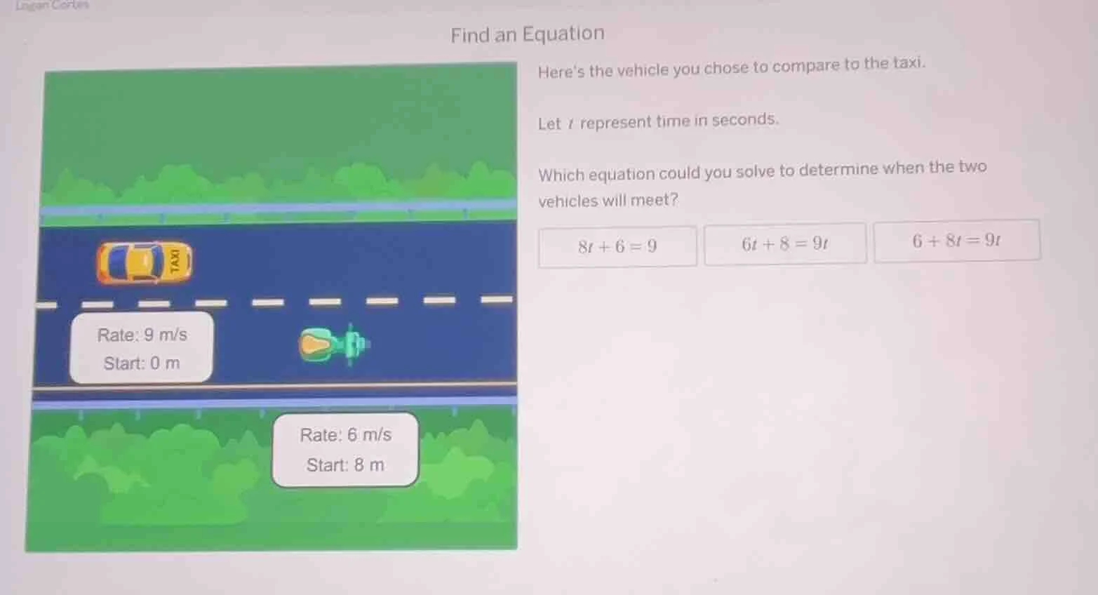 find an equation here’s the vehicle you chose to compare to the taxi. l…
