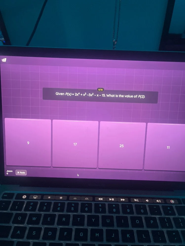 given ( p(x) = 2x^4 + x^3 - 3x^2 - x - 15 ). what is the value of ( p(2…