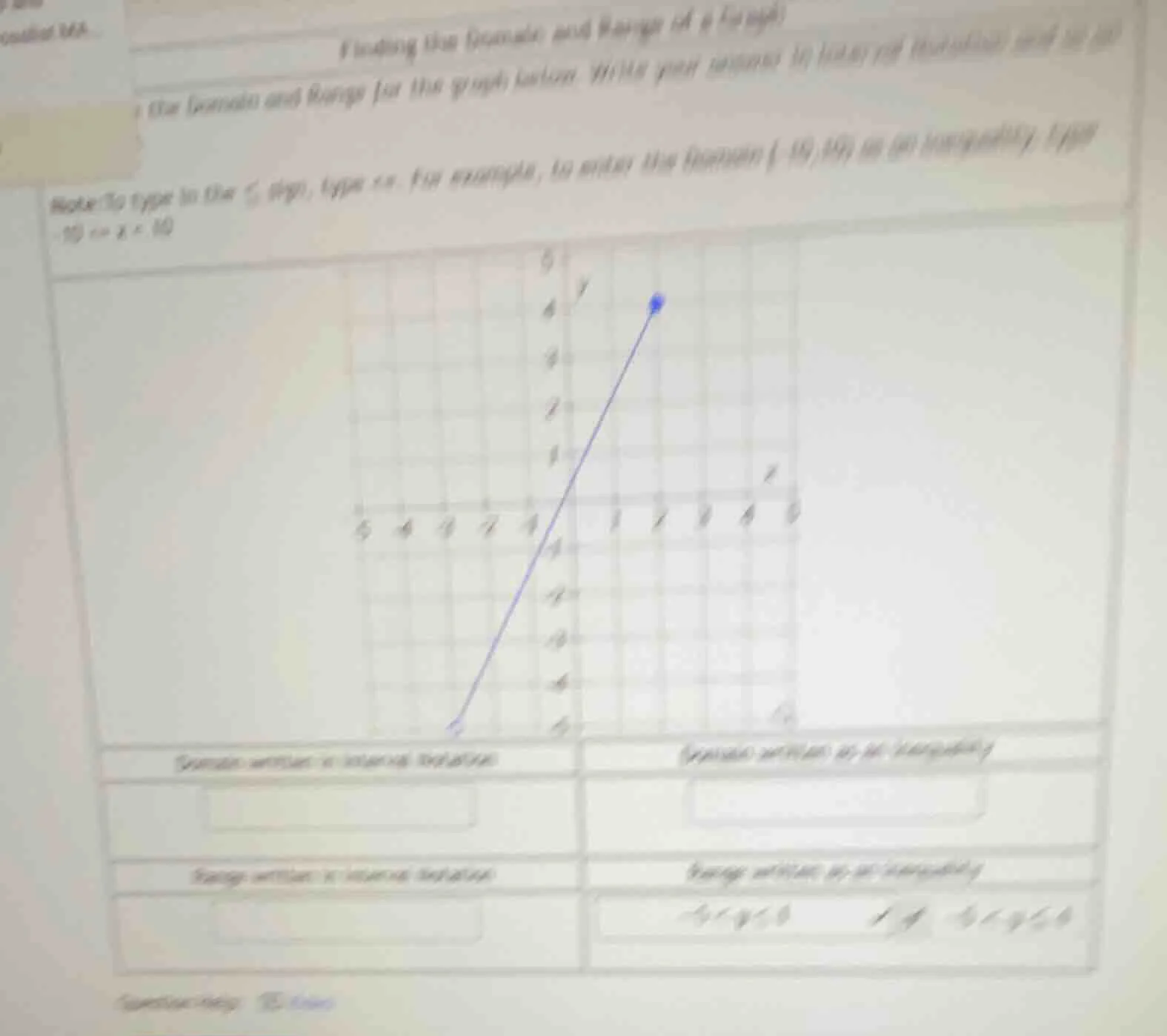 finding the domain and range of a graph\ 1. find domain and range for t…