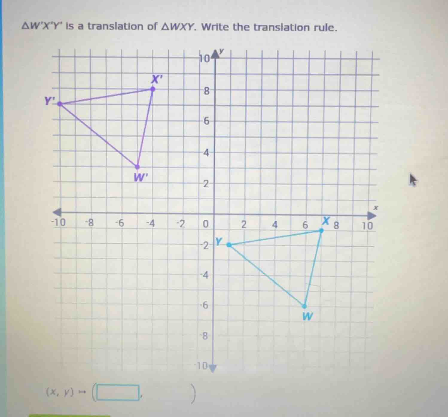 △wxy is a translation of △wxy. write the translation rule. (x, y) → (□,…