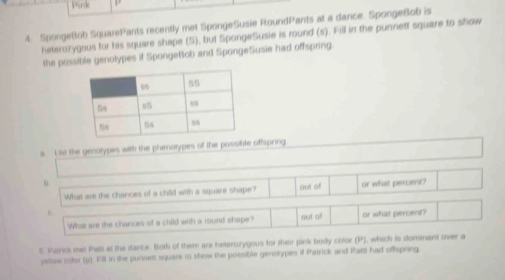 a. spongebob squarepants recently met spongesusie roundpants at a dance…