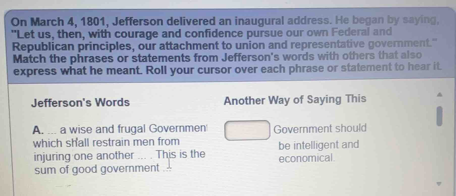 on march 4, 1801, jefferson delivered an inaugural address. he began by…