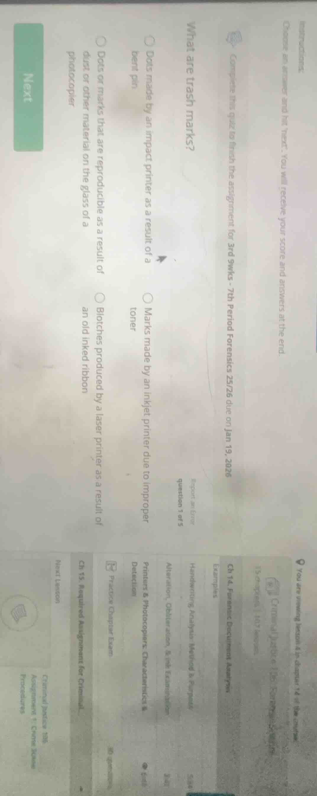 what are trash marks? ○ dots made by an impact printer as a result of a…