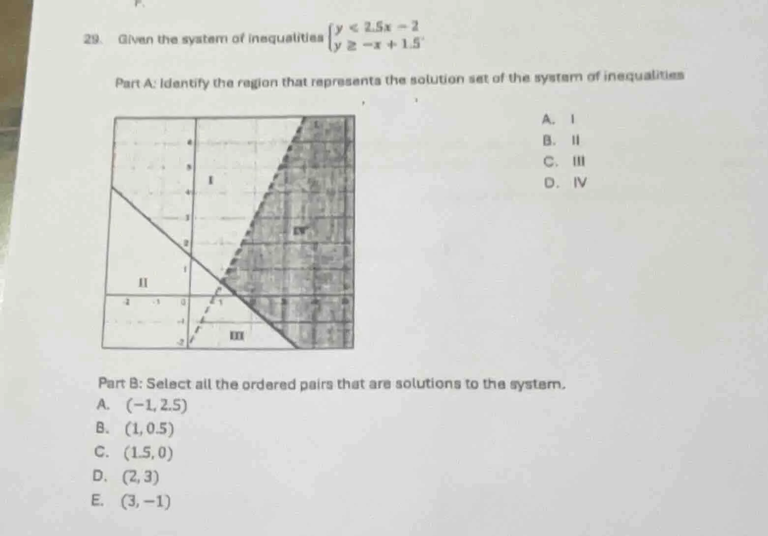 29. given the system of inequalities \\(\\begin{cases} y < 2.5x - 2 \\\…