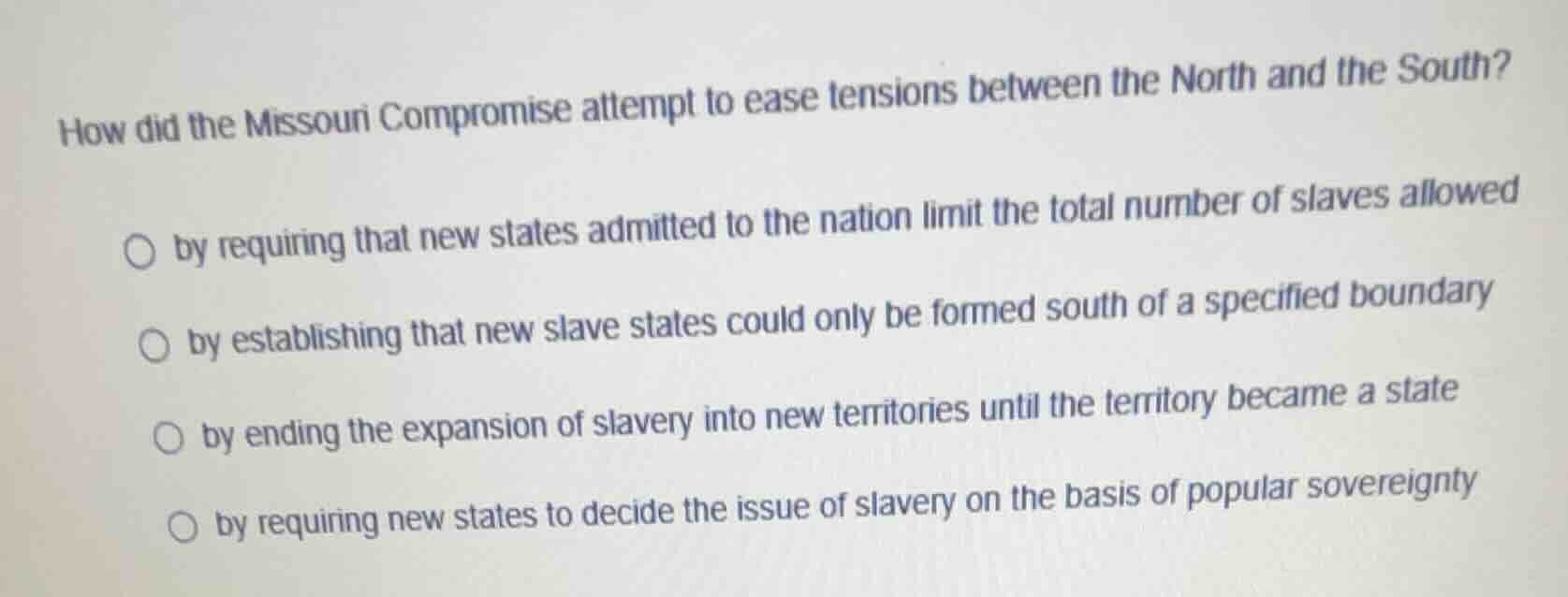 how did the missouri compromise attempt to ease tensions between the no…