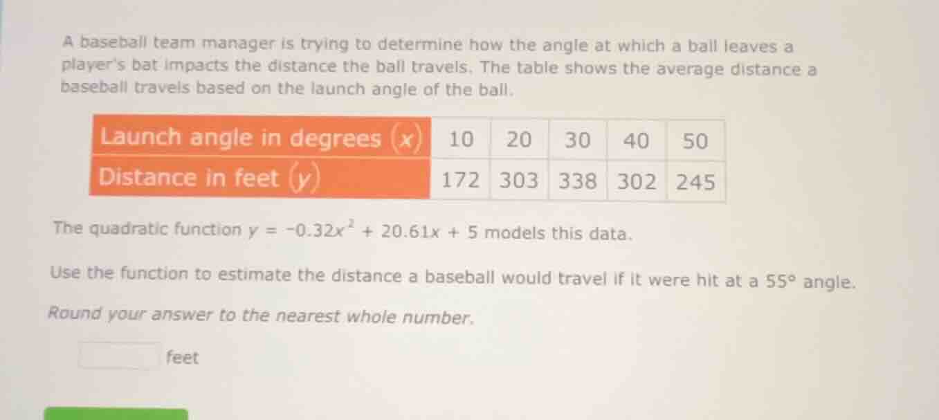 a baseball team manager is trying to determine how the angle at which a…