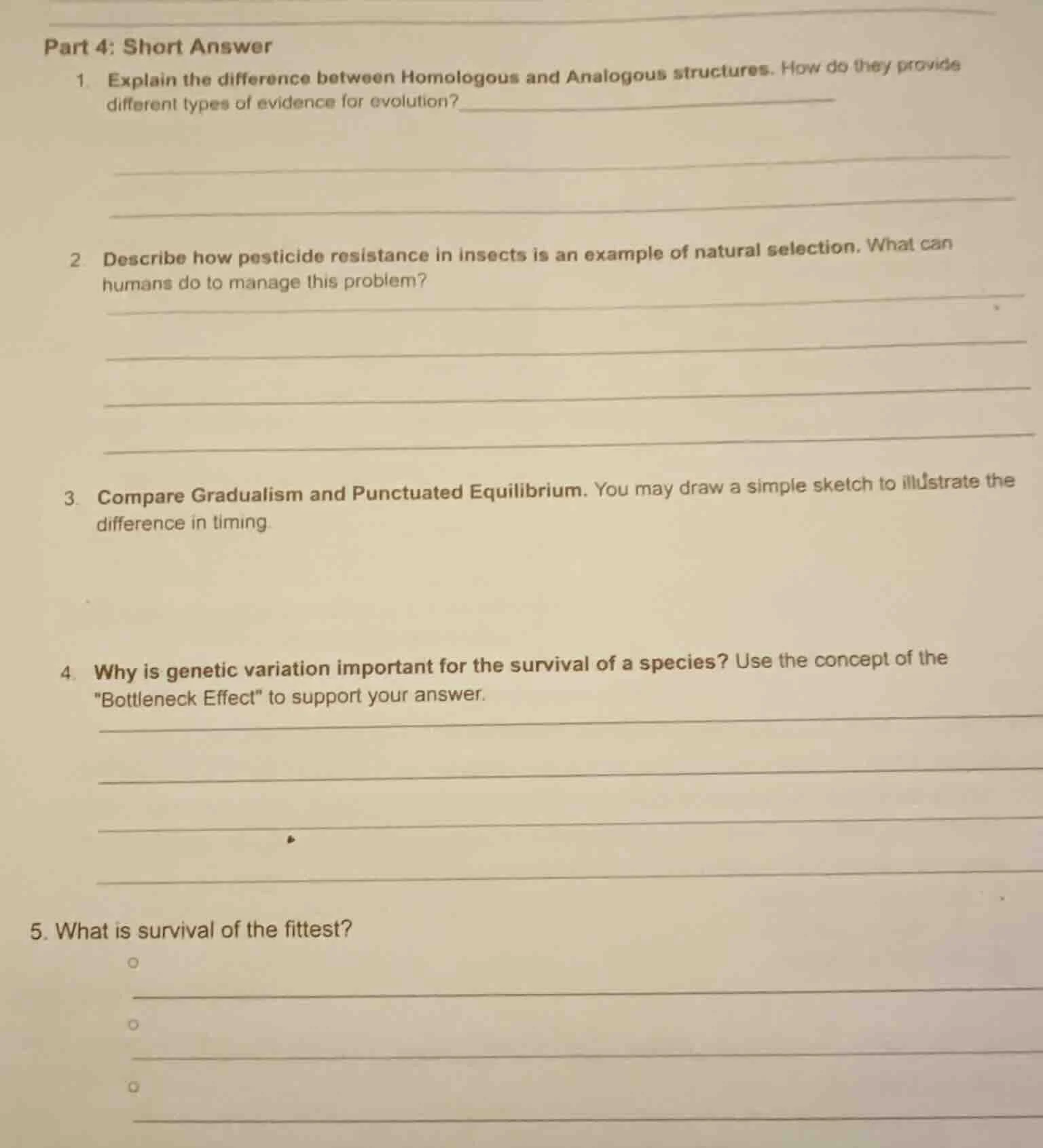 part 4: short answer 1. explain the difference between homologous and a…