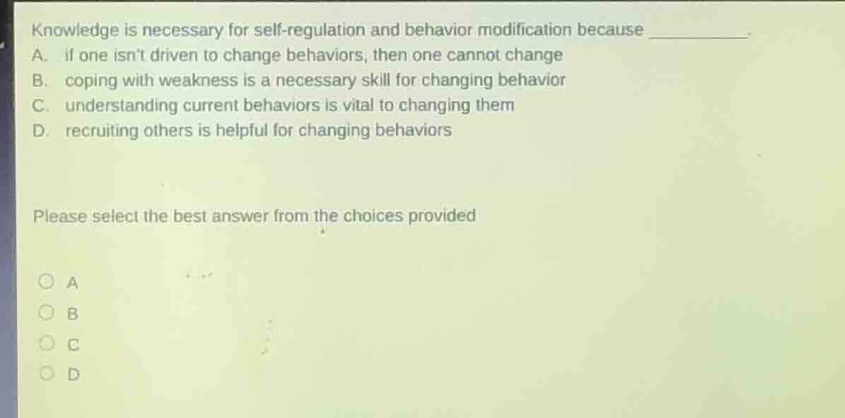 knowledge is necessary for self - regulation and behavior modification …