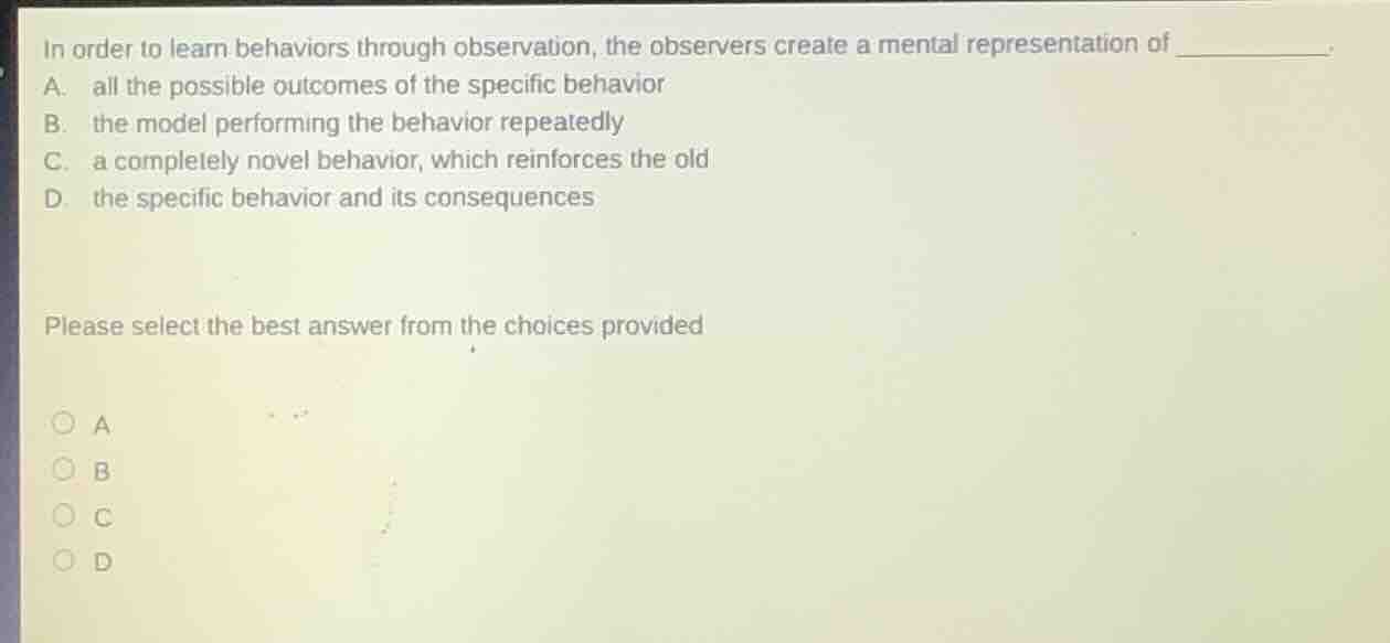 in order to learn behaviors through observation, the observers create a…