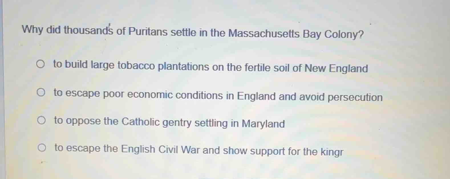 why did thousands of puritans settle in the massachusetts bay colony? t…